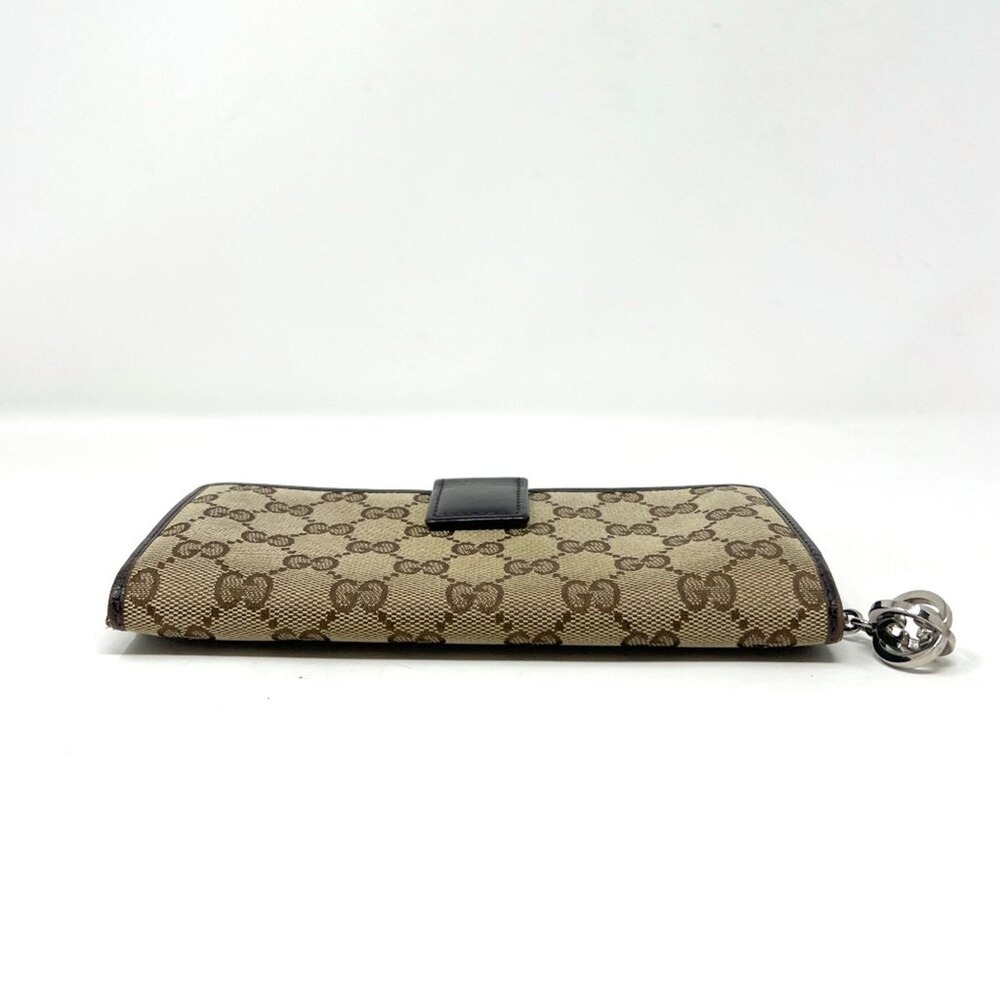 Gucci GG Monogram Canvas Zip Wallet‎ Black Leather Trim - Picture 3 of 12